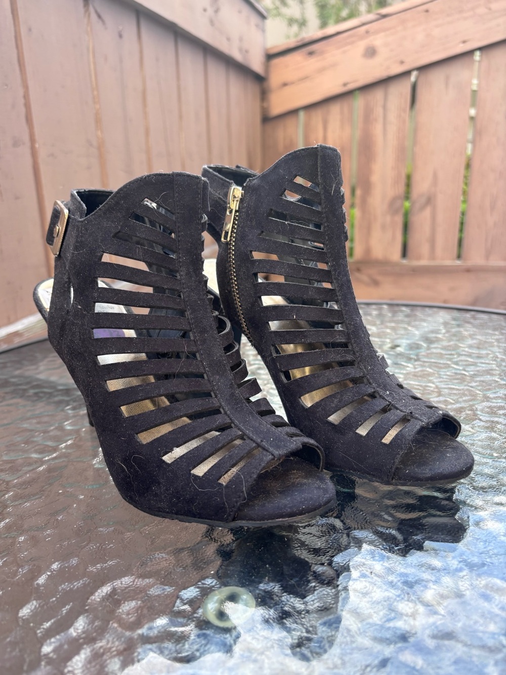 Nine West Black Cutout Peep-Toe Heels - 2” Heel